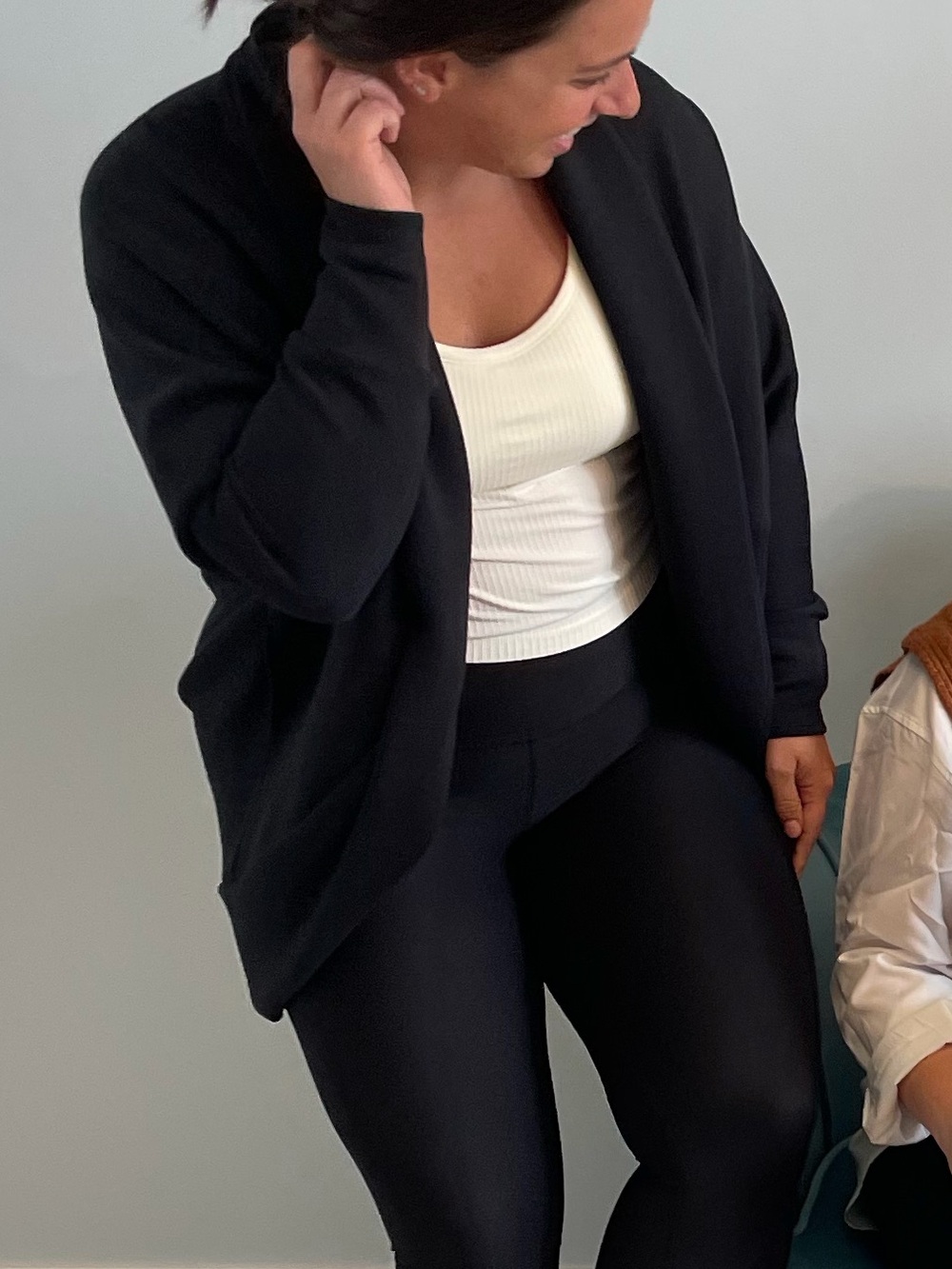 SPANX Black Draped Open-Front Cardigan